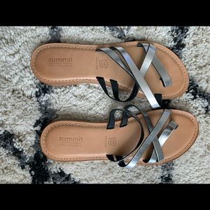 Summit Italian leather sandals -silver